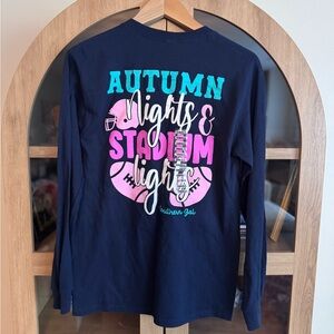 Southern Gal Autumn Nights & Stadium Lights Football Long Sleeve Tee Small NWT